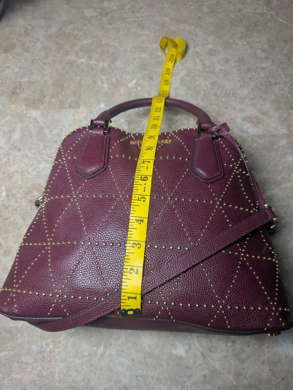 Michael Kors Adele Merlot Large Dome Leather Maroon Satchel (Rare) Handbag